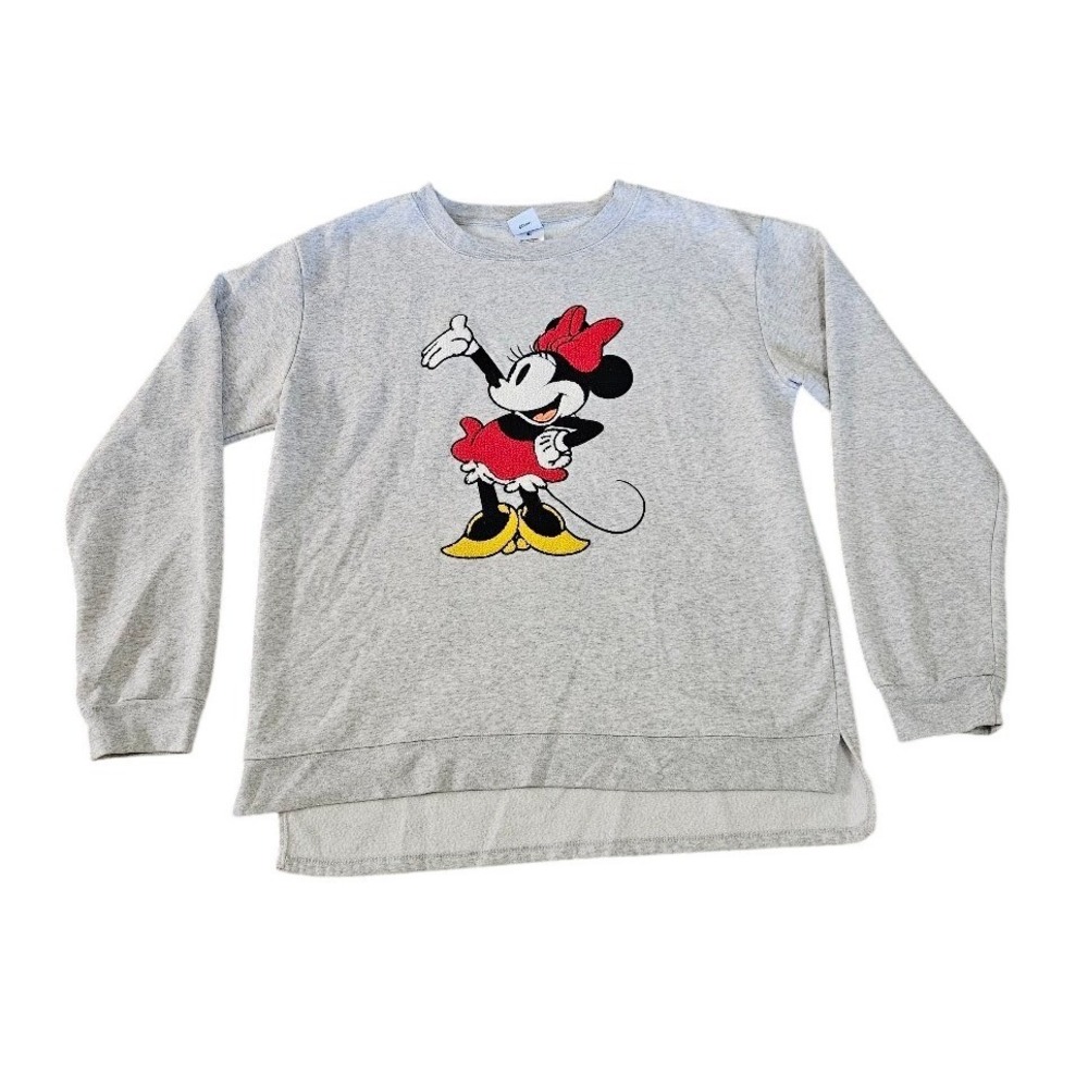 Disney Minnie Mouse Heather Gray High Low Sweatshirt Womens XL Graphic Pullover